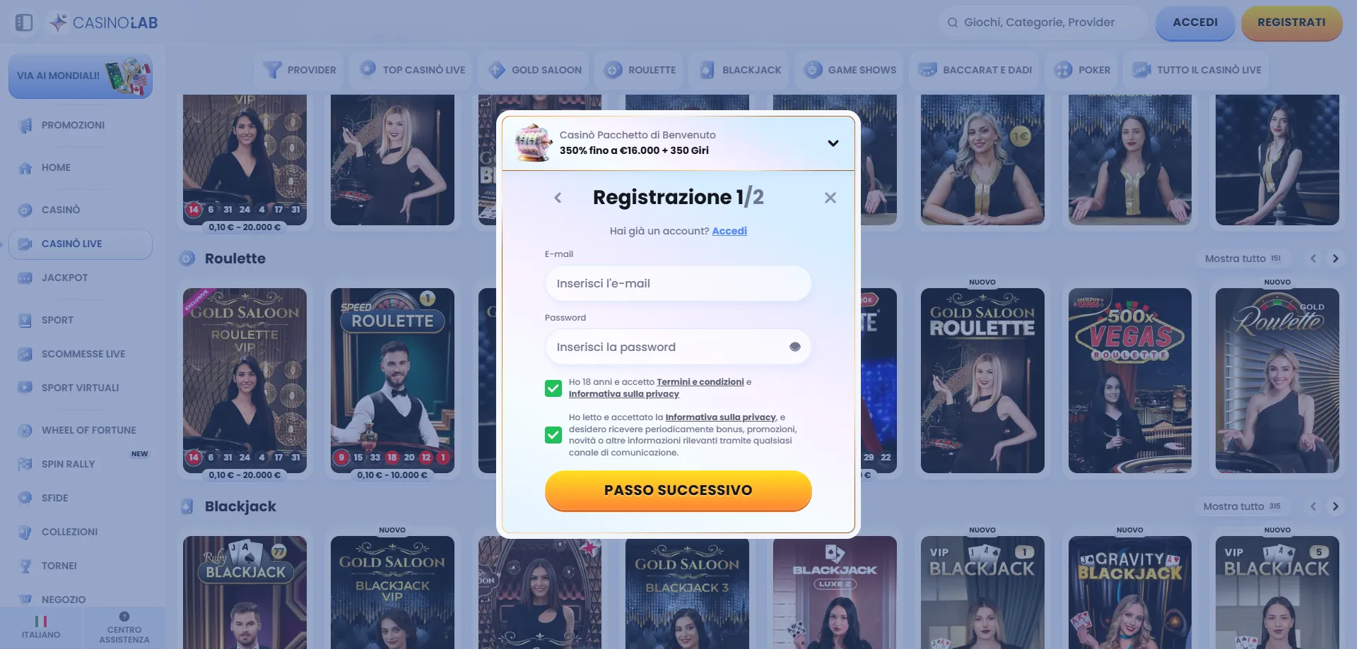 Registrazione Casinolab Casino &ndash; crea il tuo account in pochi minuti